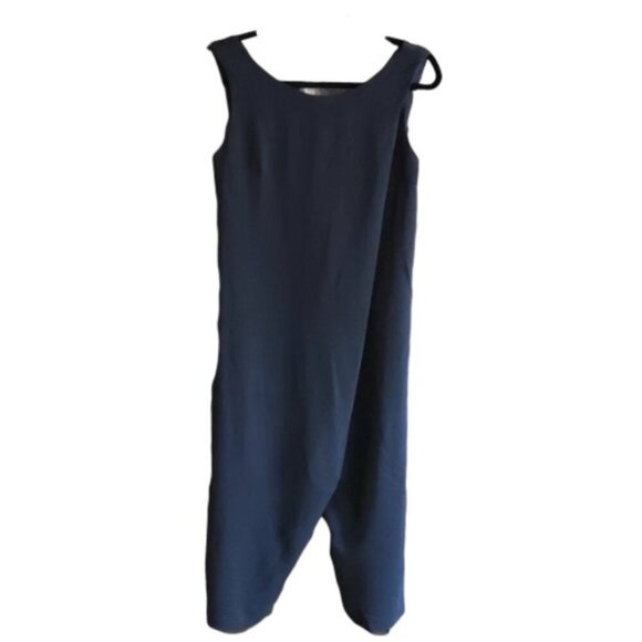 Wide leg cropped black overalls, jumpsuit, contemporary, minimalist - Picture 1 of 9